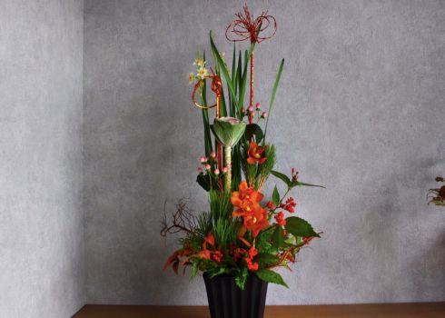 和の庭園風 お正月フラワーアレンジメント