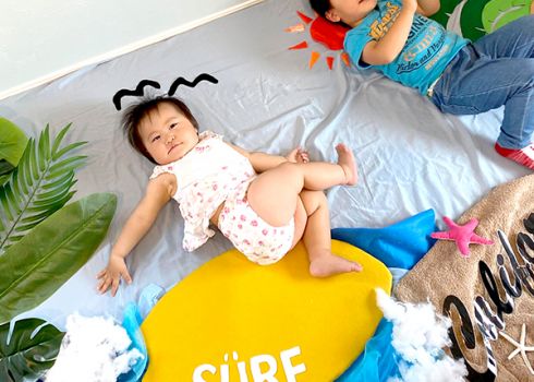 夏の思い出写真を撮ろう！<br>ばぶちゃんアート“SURFスタイル”